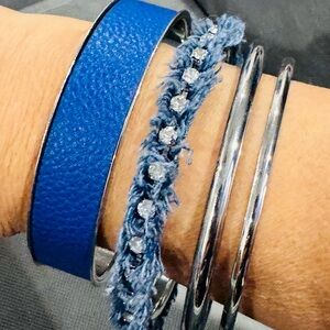 Blue and Silver Women's Bracelet Set
